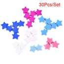 30PCS Color Star Wooden Beads Spacer Wood Beads Making DIY Pendant Bead JewelrOZ