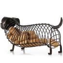 Metal Animal Statue Dachshund Wine Cork Container Modern Artificial Iron Cr