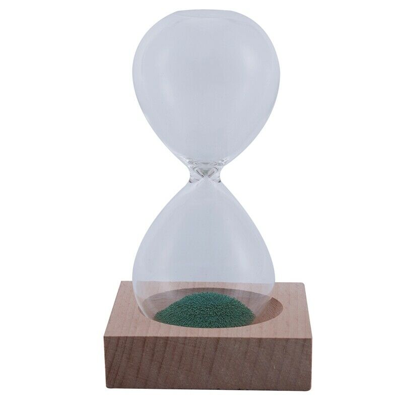 Green wood + glass + iron powder sand iron flowering magnetic hourglass wit L7H7