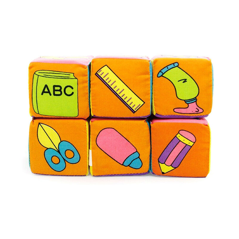 6pcs Multifunctional Baby Cloth Building Blocks Rattle Soft Cubes Toys Gifts Set