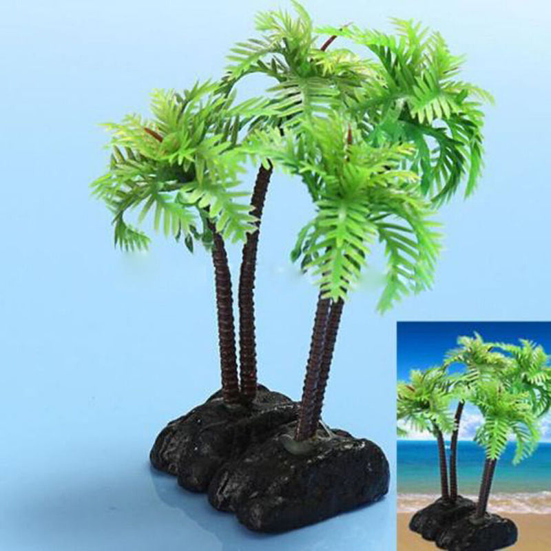 Plastic Aquarium Coconut Tree Fish Tank Plants Ornament Decoration 5" Cool