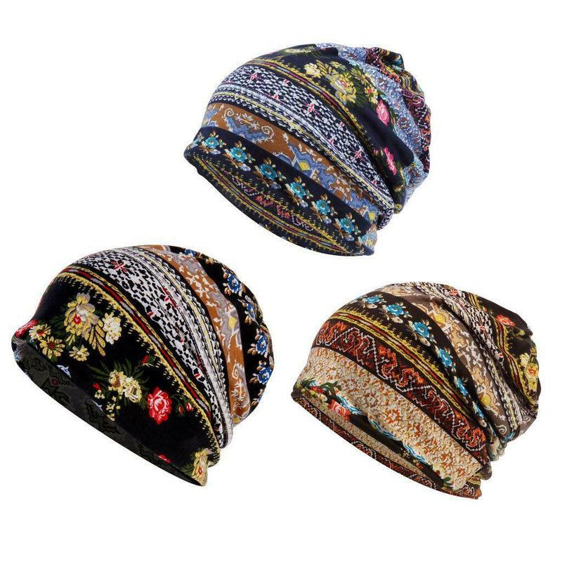 Unisex Fashion Slouchy Beanie Hat Sleep Turban Cap Headwear Pack of 3