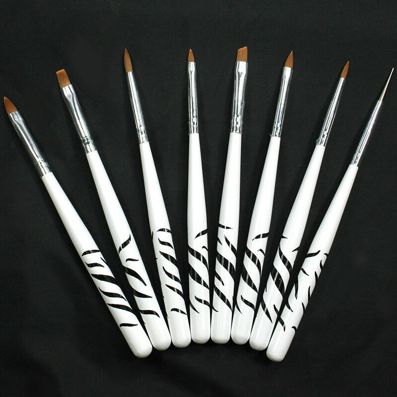 8 Pcs Nail Art Design Brush Dotting Painting Pen Set Acrylic Drawing Liner O6D2
