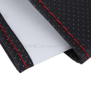 Black+Red PU Leather DIY Car Steering Wheel Cover 38cm With Needles and Thread