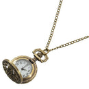 Round Quartz Pocket Watch Bronze Necklace Saudi number Hollow Flower O6E4