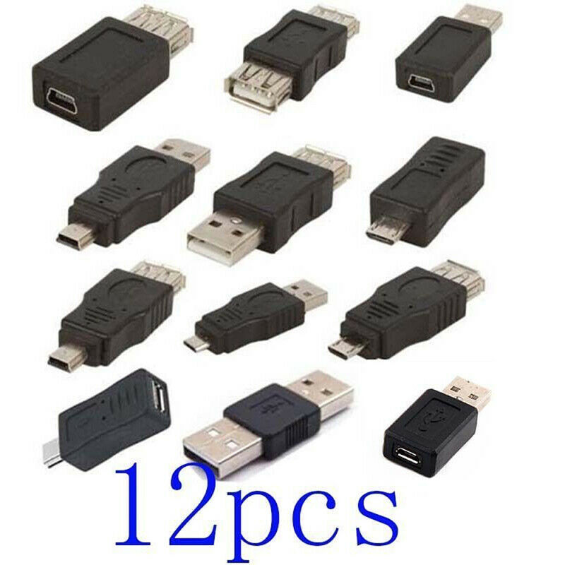 12x OTG F/M USB Male To Female Micro Changer USB Adapter Converter 5 Pin FBT