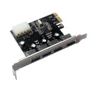 4 Ports USB 3.0 PCI-E  4Pin Power Expansion Card Adapter For Computer