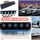 12-24V 5 Gang Round Gang Led Switch Panel Dash Rocker Toggle  5 Pin ON/Off  LED
