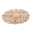 Woodcarving Furniture Decoration Solid Wood Door Round Applique Flower Him  A6V7
