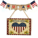 Wooden Hanging Flower Sign Board Independence Day Rectangle Wall Decor Gift