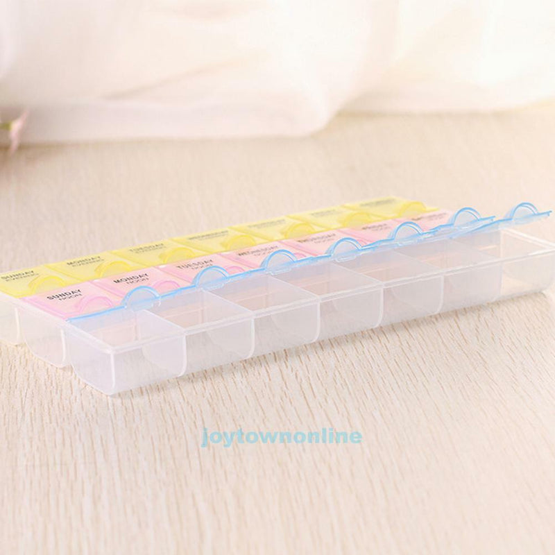 7 Day Weekly Transparent 21 Compartment Tablet Pill Box Holder Case Container