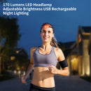 170 Lumens LED Headlamp Adjustable Brightness USB Rechargeable Night Lighting
