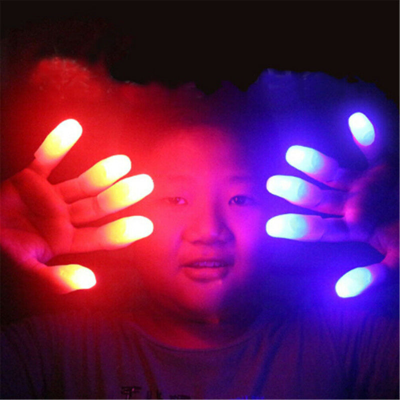 2Pcs Magic Trick Props Novelty LED Light Flashing Fingers Kids Glow Toys 3C