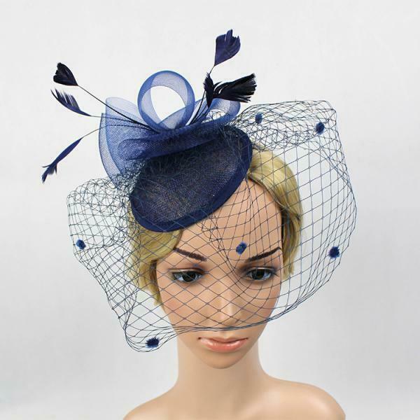 Ascot Races Feather Hair Cords Fascinator Clip   Side Fancy Hat Blue