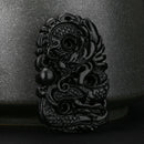 Chinese Natural Black Green Jade Pendant Dragon Good Lucky Amulet Gifts Gift