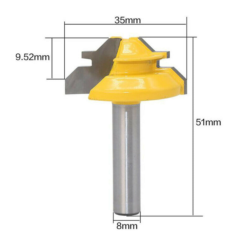 8mm Shank x 1-3/8'' Lock Miter Router Bit 45 Degree Woodworking Cutter Tool,