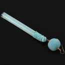 Women's Pom Pom Long Beaded Thread Tassel Drop Dangling Earrings Blue