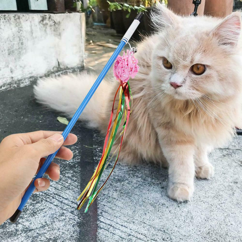 Funny Ring Paper Ball Cat Stick Teaser Wand Cats Interactive Toys (Pink)