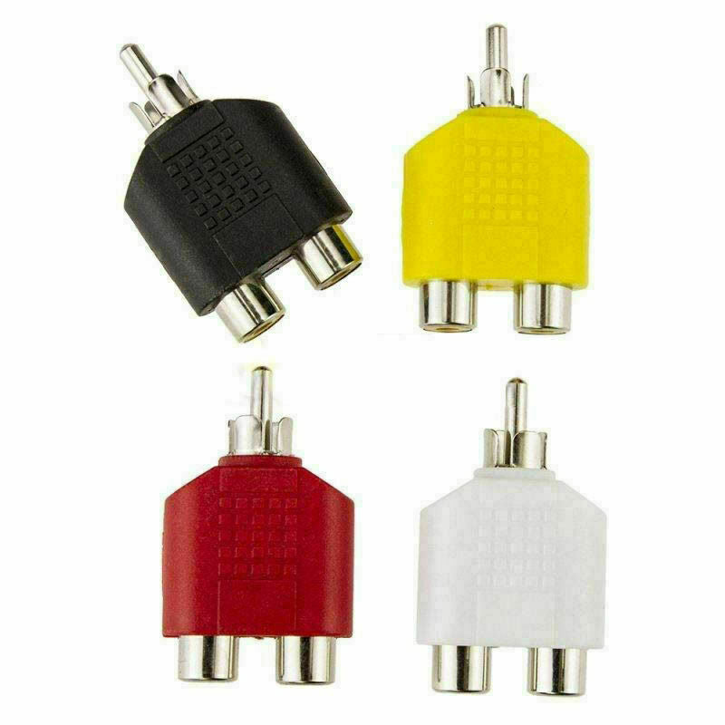 4x RCA Y Splitter 1 Male to 2 Female Cable Adapter Audio Prof Plug Video AV B4A2