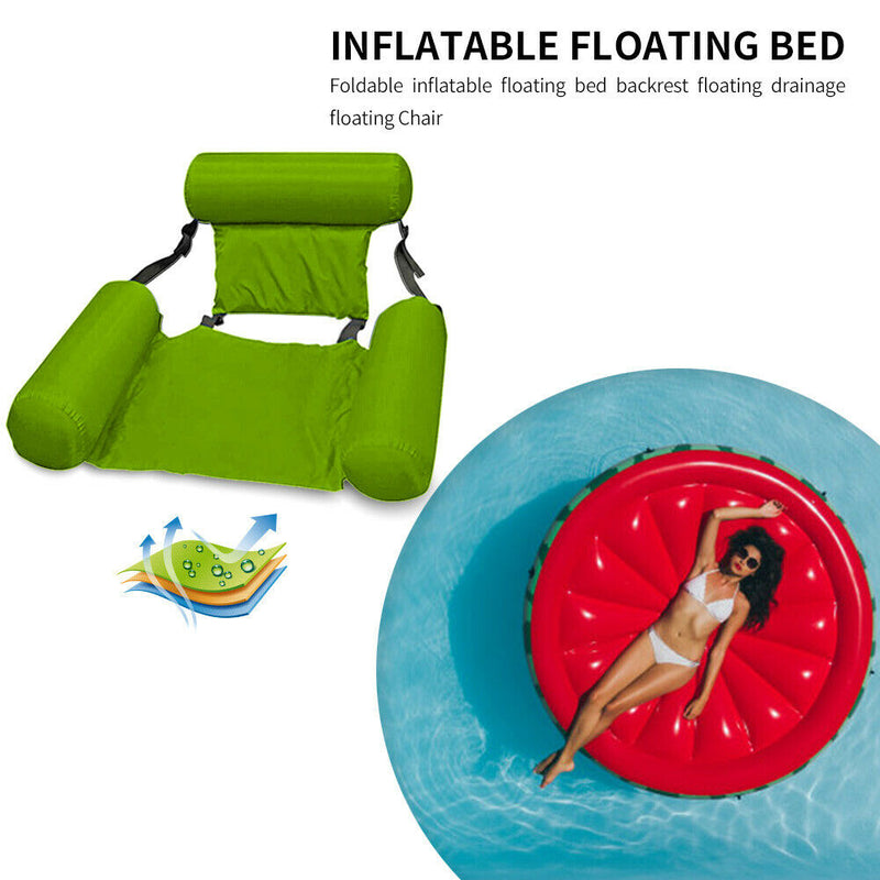 Inflatable Foldable Floating Row Beach Swimming Pool Water Hammock (Green)