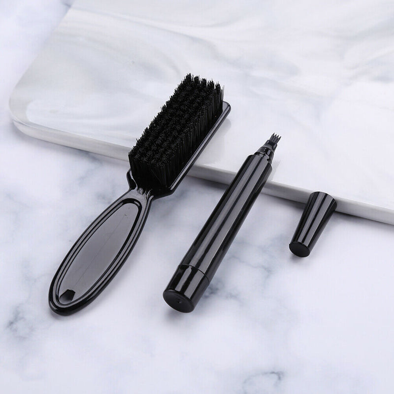 Double End Men Beard Growth Pen Sideburn Shaping Pen Shaving Brush (Black)