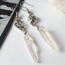 Boho Clear Quartz Moon Earrings Natural Stones Celestial Women Jewelry