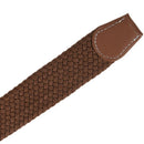 Men Leather Braided Elastic Stretch Metal Buckle Belt Waistband Brown A6Z2