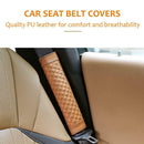 2pcs Car Seat Belt Covers PU Leather Shoulder Protection Pad (Light Brown)