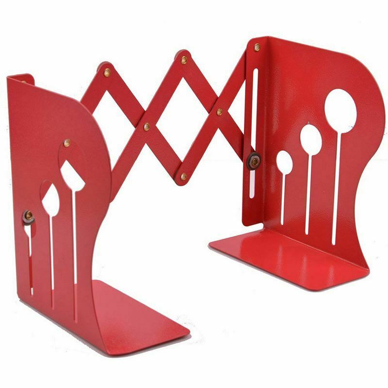 Creative Adjustable Bookends Black Metal Office Non-slip Magazine File Book W9U6