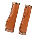1 Pair PU Leather Bicycle Handlebar Grips Scooter Handlebar Overgrip Brown
