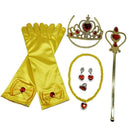 2 Sets Girls Princess Costume Accessories Gloves Wand Tiara Jewelry 6/set