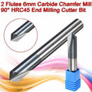 6mm Chamfer End  Mill 90 Degree Router Bit 2 Flutes HRC45 Carbide