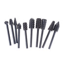 10pcs Rotary Burr Set Wood Carving File Rasp Drill Bit 1/8" Shank Tools Set E+