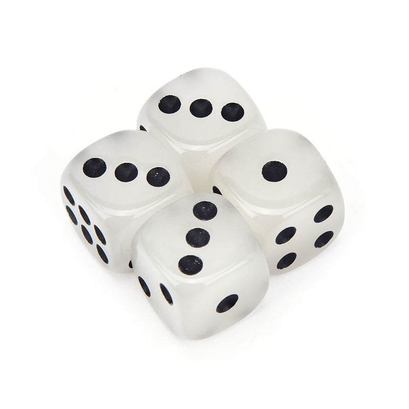 4PCS 14mm Fillet Black Pips Luminous Dice 6 Side For Boardgame Night Bar KTV Gw