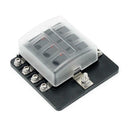 8-Way Blade Fuse Box Fuse Block Holder with Fuses for 12V 24V Car Marine