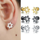 3 Pairs Star of David Earring Women Stainless Steel Cool Punk Ear Studs Hot