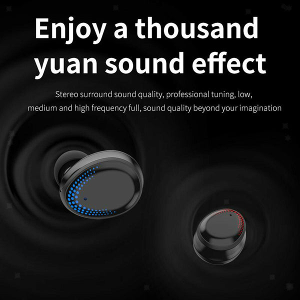 Black Waterproof Bluetooth Headphone Headsets Earphones 3000mAh Charging Box