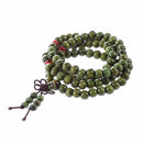 5X( Olive Green Sandalwood Beads Buddha Buddhist Mala Stretch Necklace Ros E8Z1)