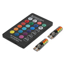2x T10 6 RGB COB LED Car Bulbs Remote Control Auto Interior Map Reading Light