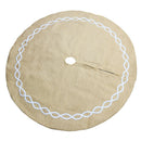 122cm Round Christmas Tree Skirt Linen Non-woven Tree Apron Round Carpet