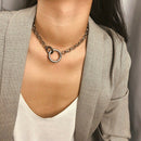 Punk Choker Necklace Hip Hop Jewelry Trendy Iron Thick Chain Circle Necklac