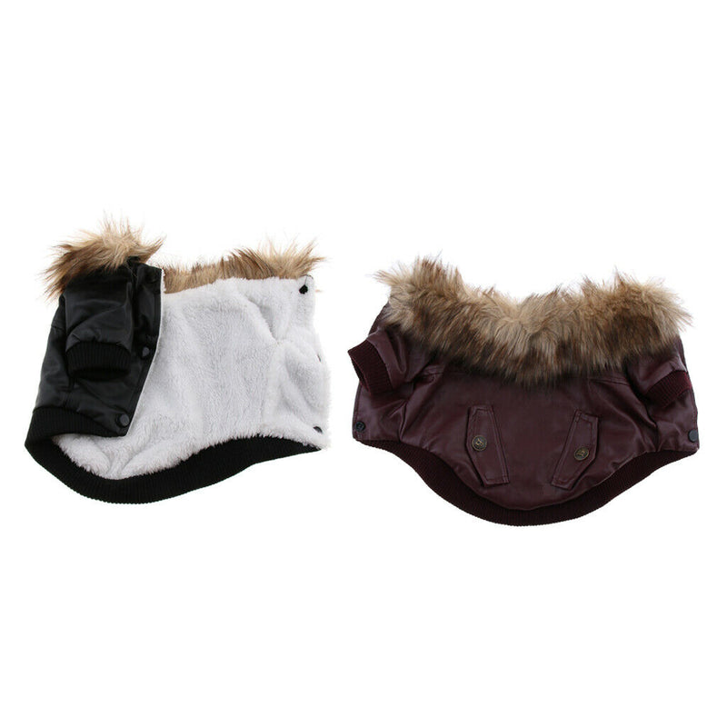 Pet Cat Dog Warm Clothes Winter Coat Dog Cat Pet Jacket Costume Black M