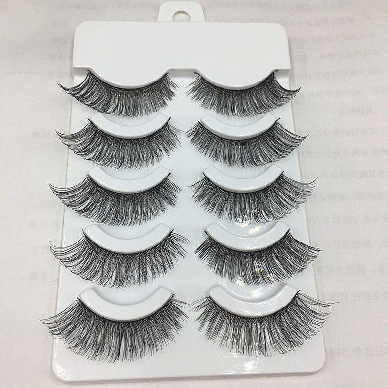 Handmade  5 Pairs Makeup Cross Thick False Eyelashes Eye Lashes Soft Nautral