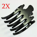 2 Pcs Black Plastic Hair Pin Crimp Hair Claw Clips For Women Girls G9V7