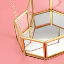 Flip Love Heart Shaped Geometric Glass Jewelry Box Glass Ring Box Exquisite T6N3