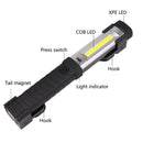 Portable Light Working Inspection COB XPE Flashlight USB Rechargeable Torch