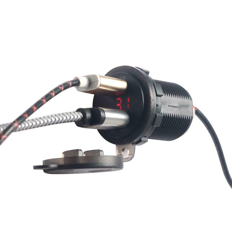 Dual USB 12V Electronic Car Charger Adapter Socket w/ Voltmeter Ammeter Display