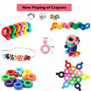 Toddler Crayons, 12 Colors Paint Crayons for Babies, Ring Shaped Washable W