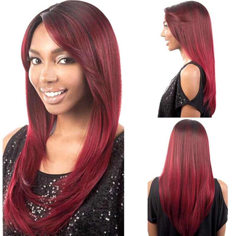 Wind Street Women Side Neat Middle Straight Full Cos Party Wigs Synthetic Hair