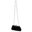 Satin Pleat Black Bridal/Evening/Party Clutch Handbag w/ Rhinestones Style L9Y2